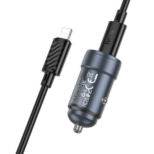 Aluminiowa Ładowarka Samochodowa Hoco Z57 USB-C PD 30W + Kabel iPhone