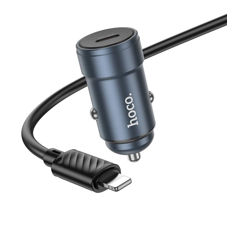 Aluminiowa Ładowarka Samochodowa Hoco Z57 USB-C PD 30W + Kabel iPhone