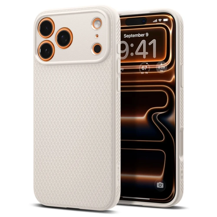 Stylowe etui SPIGEN Liquid Air do iPhone 17 Pro – Natural Titanium