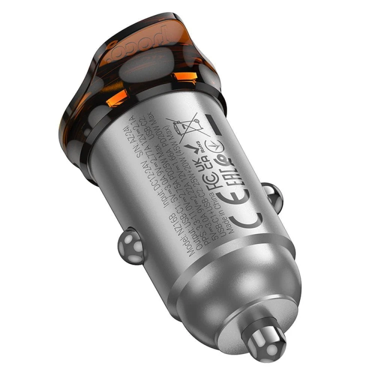 Mini Ładowarka Samochodowa Hoco NZ16B 2x USB-C PD 45W Szybka