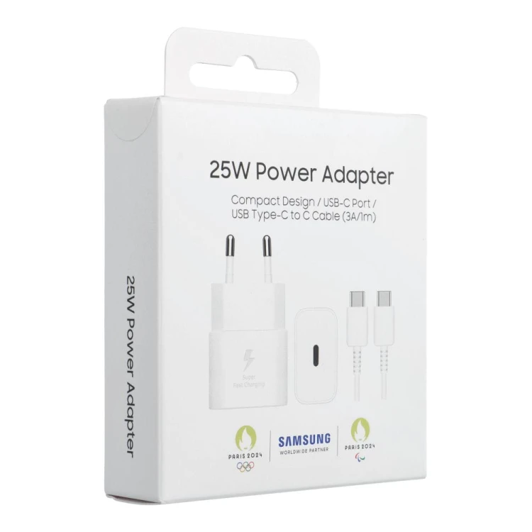 Oryginalna ładowarka Samsung 25W GaN Kabel USB-C EP-T2510 Biała