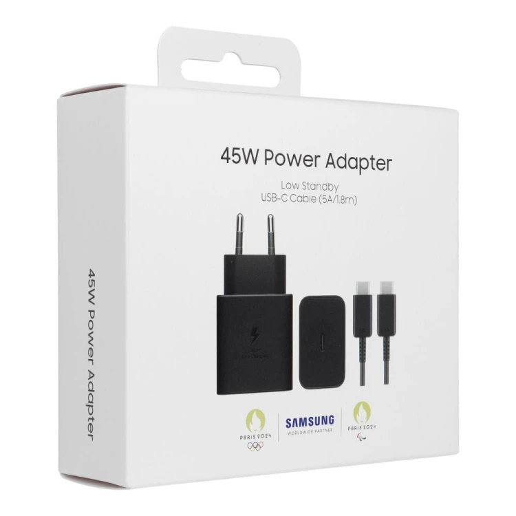 Oryginalna ładowarka Samsung 45W USB-C Kabel 1,8m EP-T4511 Czarna