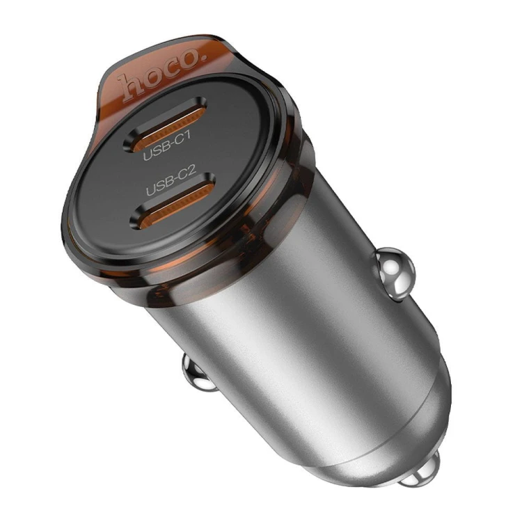 Mini Ładowarka Samochodowa Hoco NZ16B 2x USB-C PD 45W Szybka