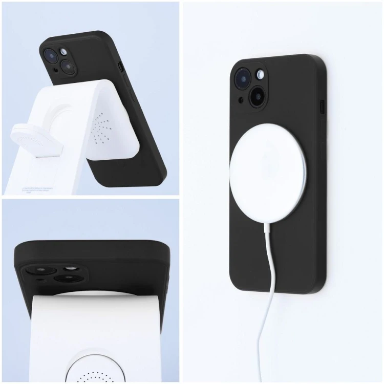 Matowe etui Silicone Mag Cover (Big Hole) do iPhone 17 Pro Max – MagSafe – Czarne