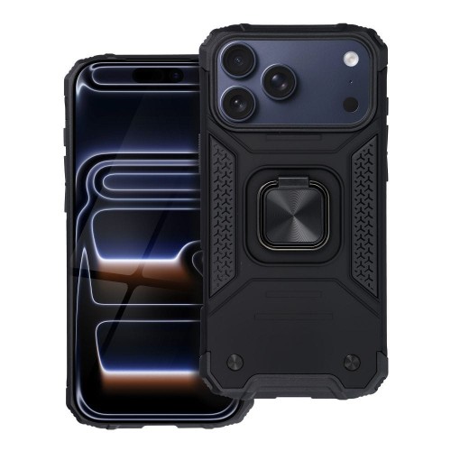 Pancerne etui Nitro do iPhone 17 Pro Max – Magnetyczny Ring – Czarny