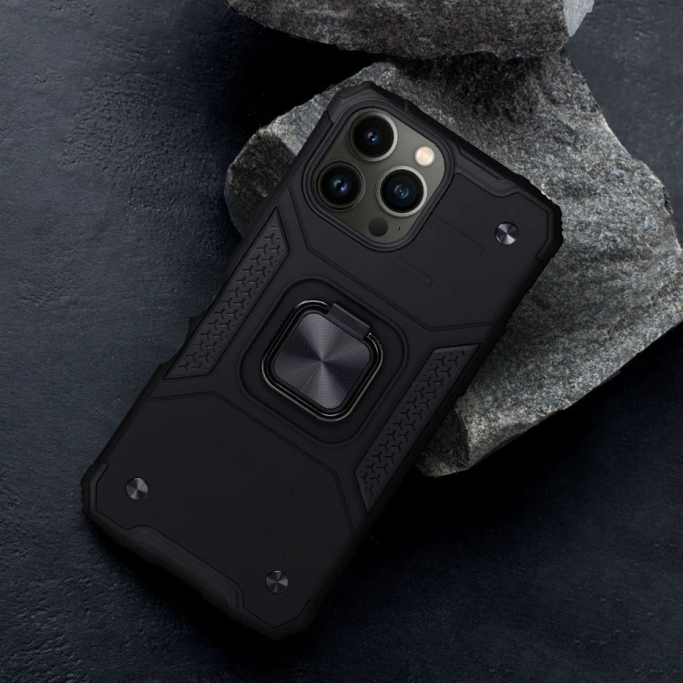 Pancerne etui Nitro do iPhone 17 Pro Max – Magnetyczny Ring – Czarny