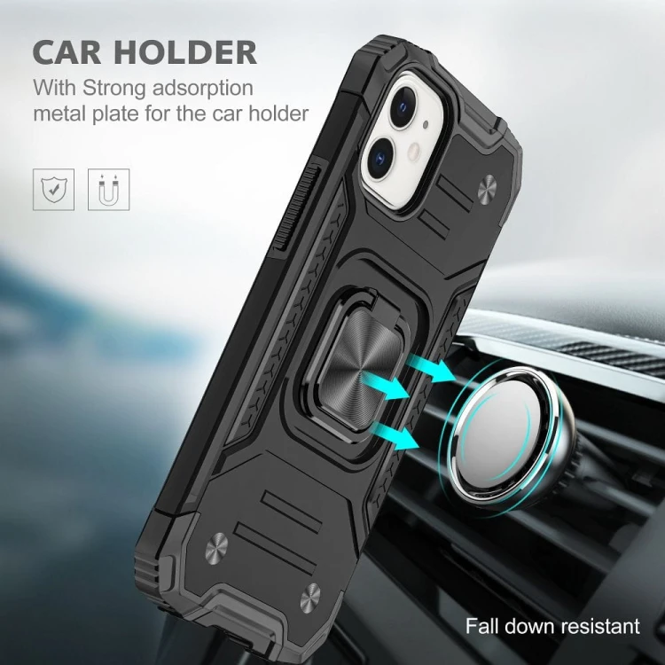 Pancerne etui Nitro do iPhone 17 Pro Max – Magnetyczny Ring – Czarny