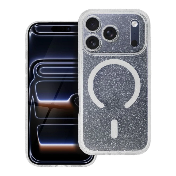 Błyszczące Brokatowe etui Clear Mag Cover (STR) do iPhone 17 Pro – MagSafe – Transparent Glitter
