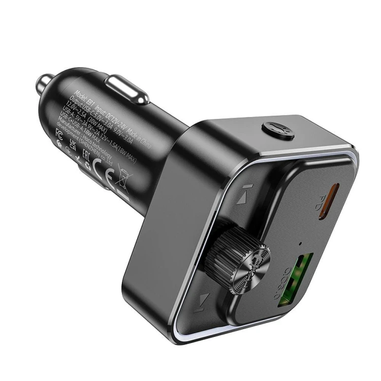 Ładowarka Samochodowa Hoco E81 USB-C PD 30W + Transmiter FM Bluetooth