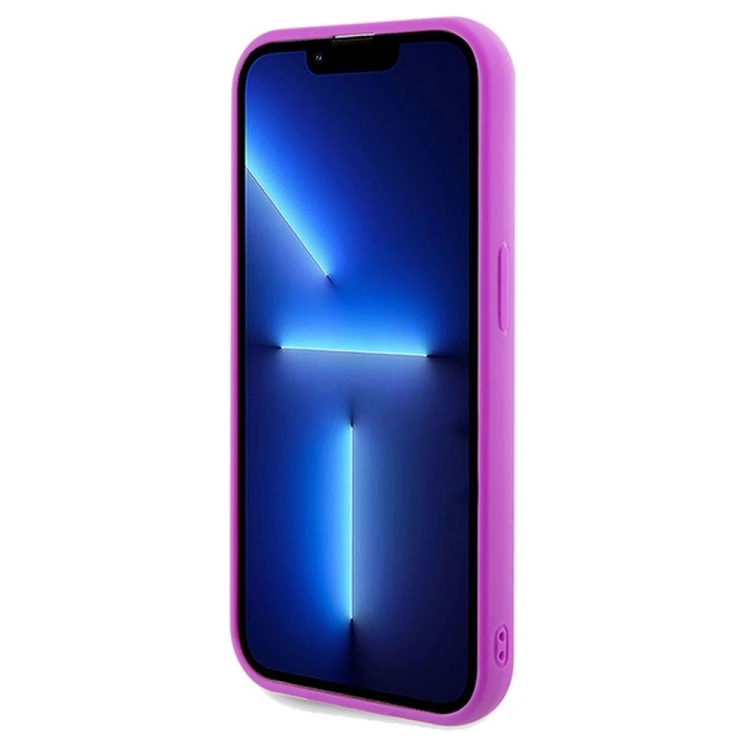 Etui Guess do iPhone 14 Pro – Disco Script Metal (fuksja) – luksusowy pokrowiec GUHCP14LPMSDGSF