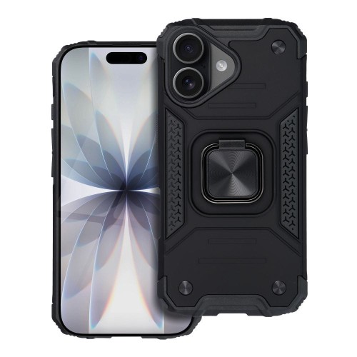 Pancerne etui hybrydowe Nitro do iPhone 17 z wbudowanym ringiem – Czarny