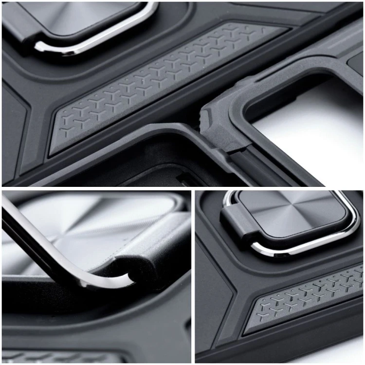Pancerne etui hybrydowe Nitro do iPhone 17 z wbudowanym ringiem – Czarny