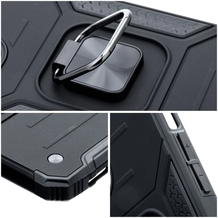 Pancerne etui hybrydowe Nitro do iPhone 17 z wbudowanym ringiem – Czarny