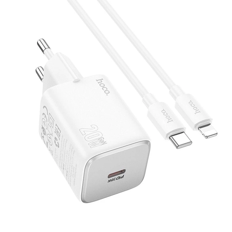 Ładowarka Sieciowa Hoco N40 USB-C PD 20W + Kabel Lightning iPhone