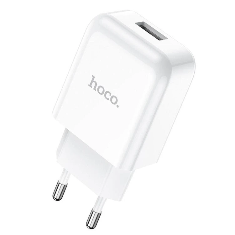 Zestaw ładowarka sieciowa Hoco N2 Vigour USB 2.1A 10W + kabel USB-C 1m – biała