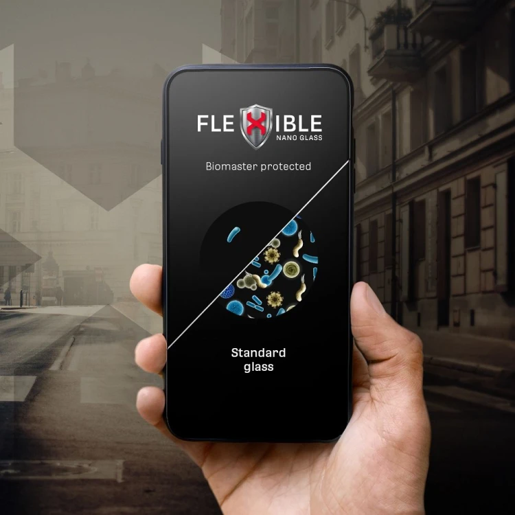 Niepękające szkło hybrydowe Forcell Flexible 5D z czarną ramką do iPhone 14 Pro