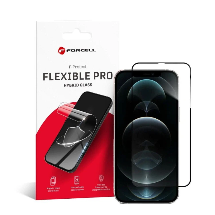 Niepękające szkło hybrydowe Forcell Flexible 5D z czarną ramką do iPhone XS Max / iPhone 11 Pro Max