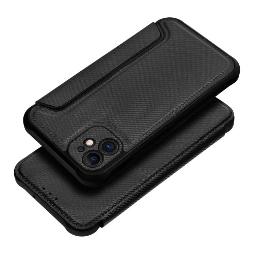Etui z klapką do iPhone 11 Razor Book Karbonowe Czarne