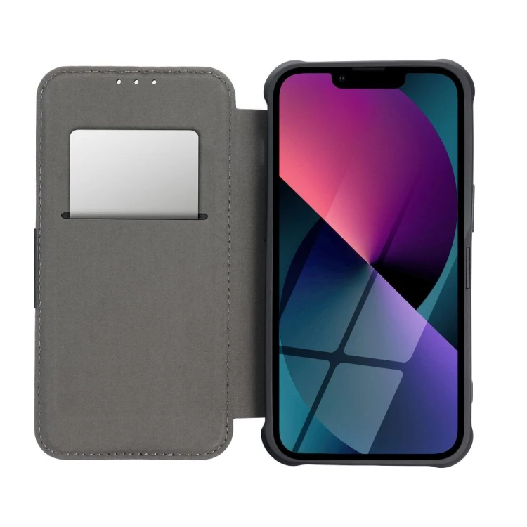 Etui z klapką do iPhone 11 Razor Book Karbonowe Czarne