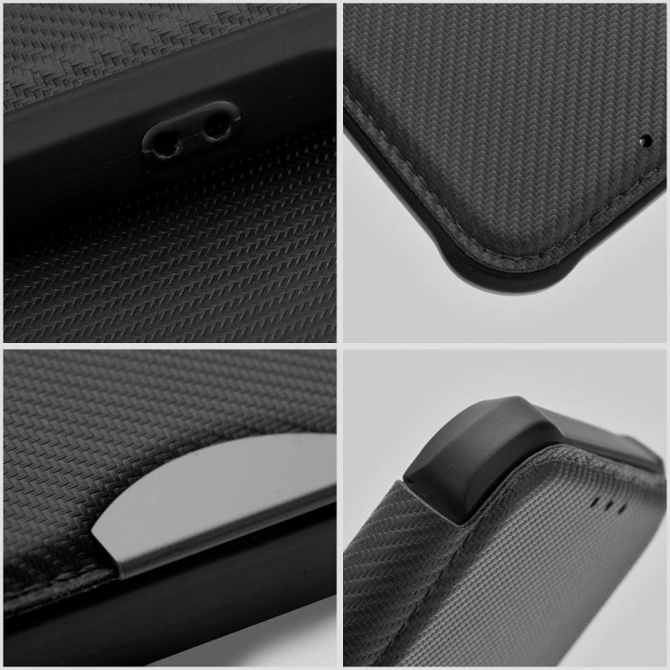 Etui z klapką do iPhone 11 Razor Book Karbonowe Czarne