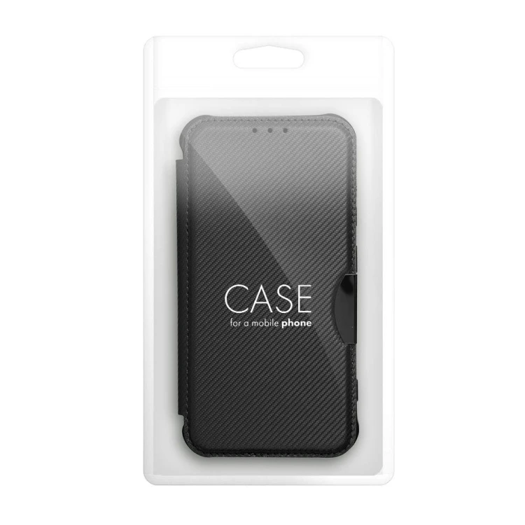 Etui z klapką do iPhone 11 Razor Book Karbonowe Czarne