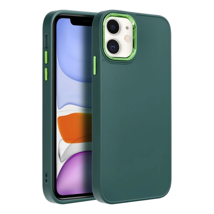 Etui do iPhone 11 Frame Zielone Matowe z Ramką PC