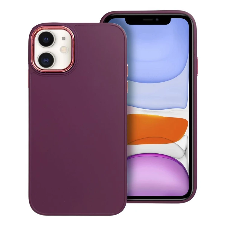 Etui do iPhone 11 Frame Fioletowe Matowe z Ramką PC