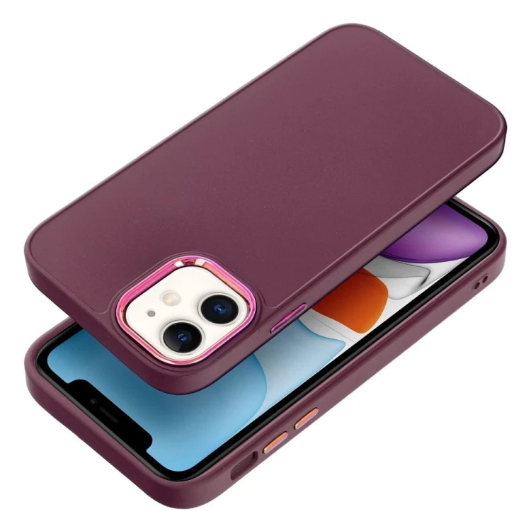 Etui do iPhone 11 Frame Fioletowe Matowe z Ramką PC