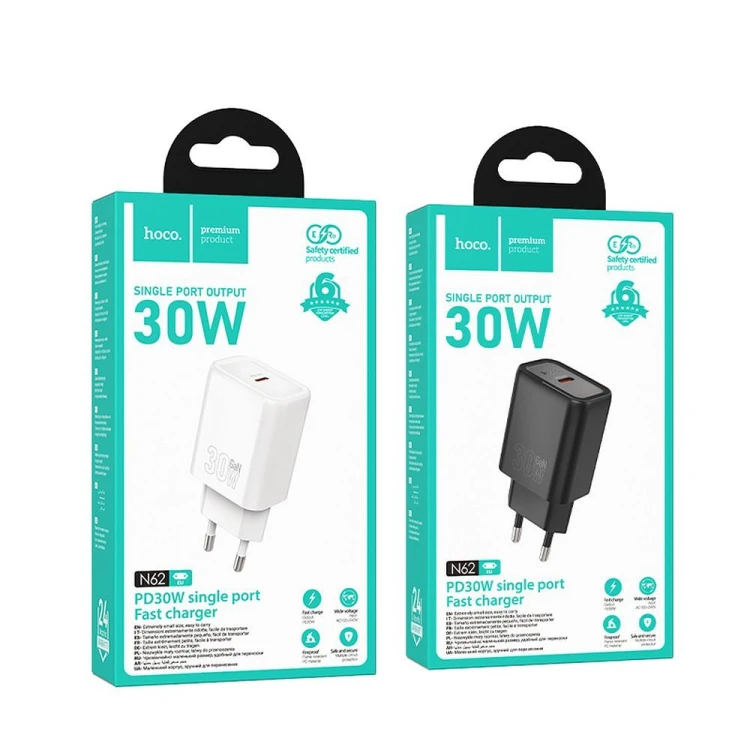Szybka ładowarka sieciowa Hoco N62 USB-C Power Delivery 30W – biała
