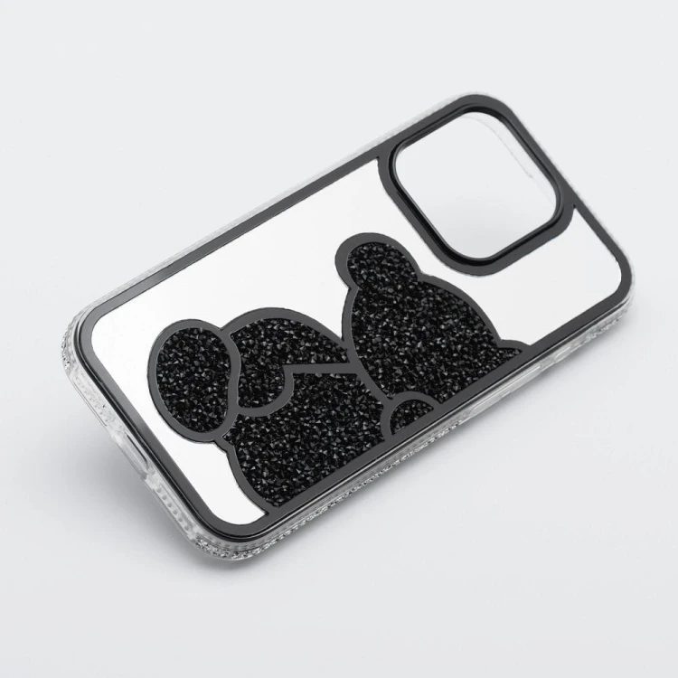 Etui do iPhone 11 Teddy Bear Brokatowe Czarne z Misiem
