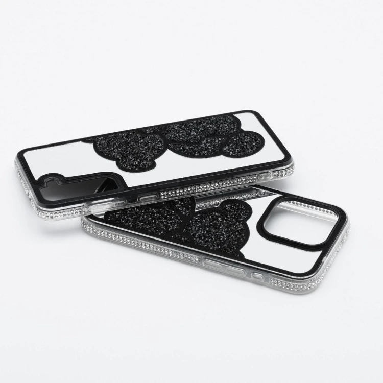 Etui do iPhone 11 Teddy Bear Brokatowe Czarne z Misiem
