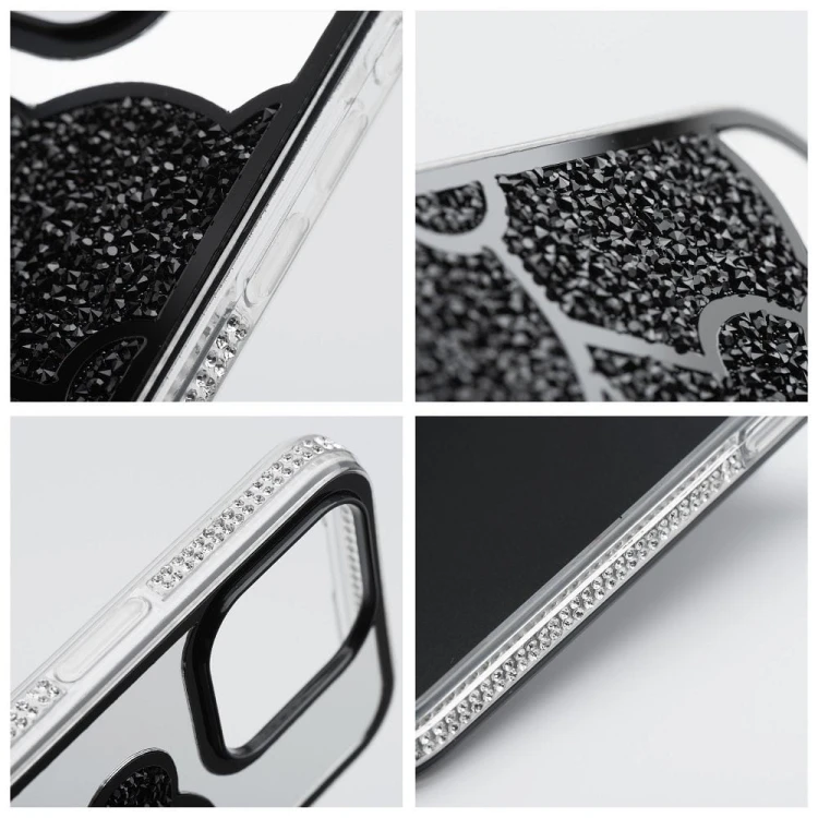 Etui do iPhone 11 Teddy Bear Brokatowe Czarne z Misiem