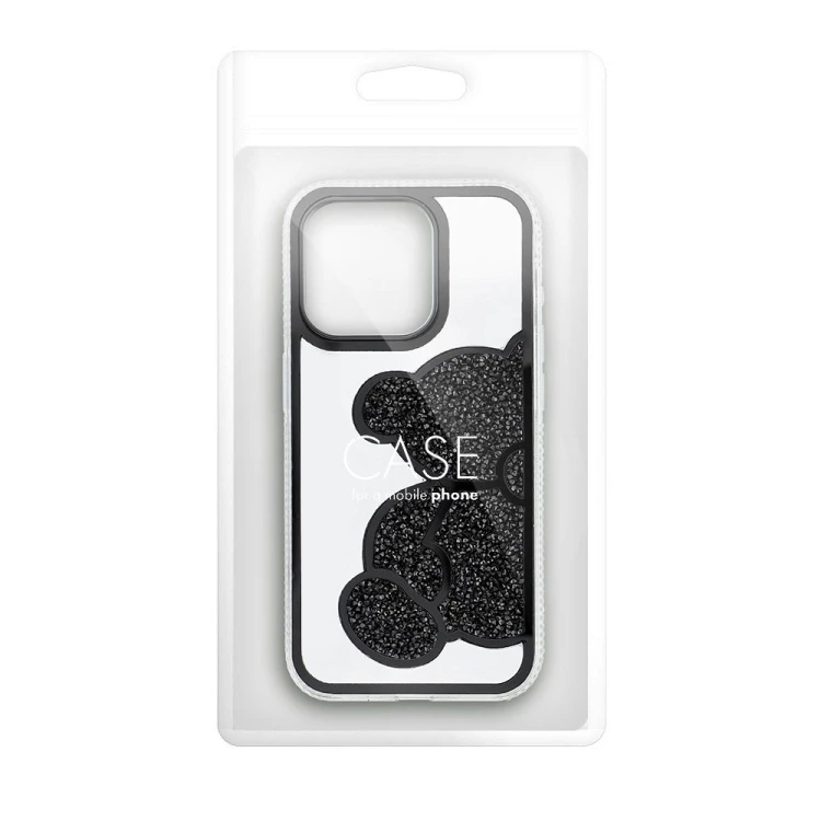 Etui do iPhone 11 Teddy Bear Brokatowe Czarne z Misiem