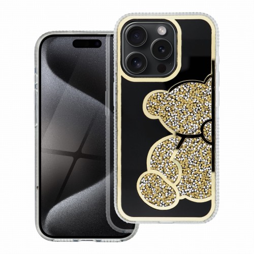 Etui do iPhone 11 Teddy Bear Brokatowe Złote z Misiem