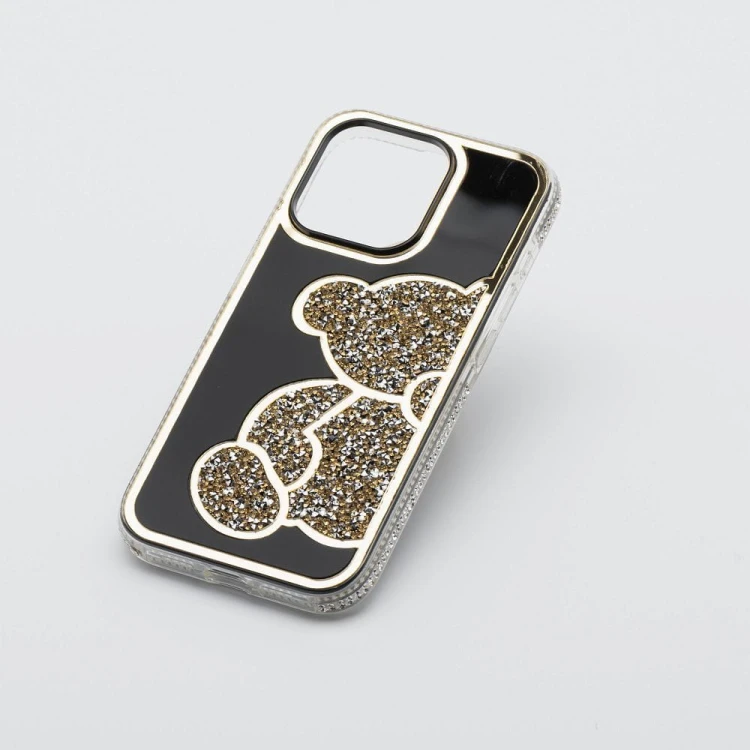 Etui do iPhone 11 Teddy Bear Brokatowe Złote z Misiem