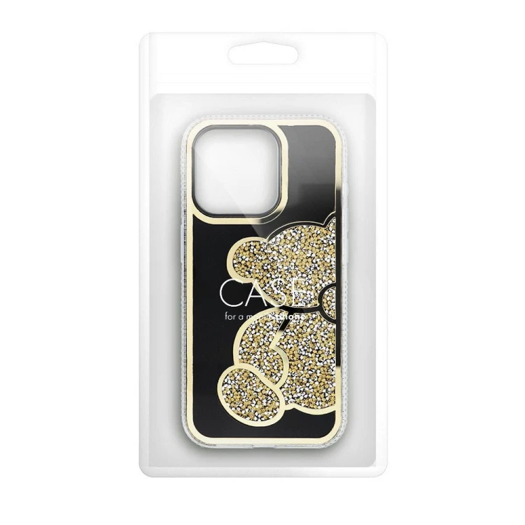 Etui do iPhone 11 Teddy Bear Brokatowe Złote z Misiem