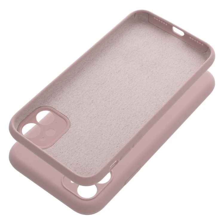 Etui do iPhone 11 Silicone 2mm Silikonowe Pudrowy Róż z Mikrofibrą