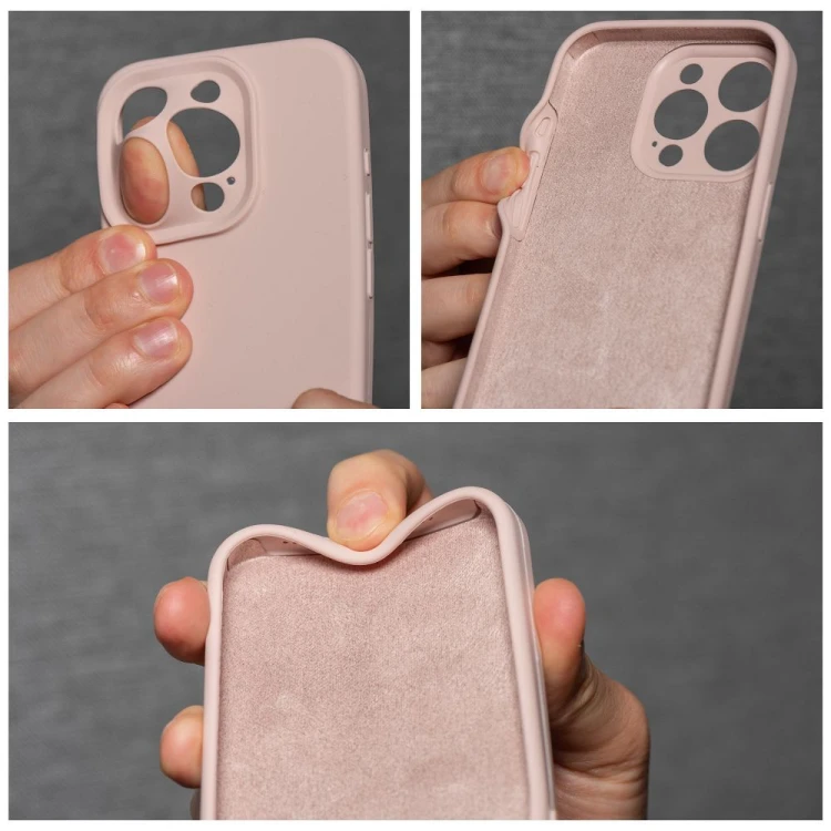 Etui do iPhone 11 Silicone 2mm Silikonowe Pudrowy Róż z Mikrofibrą