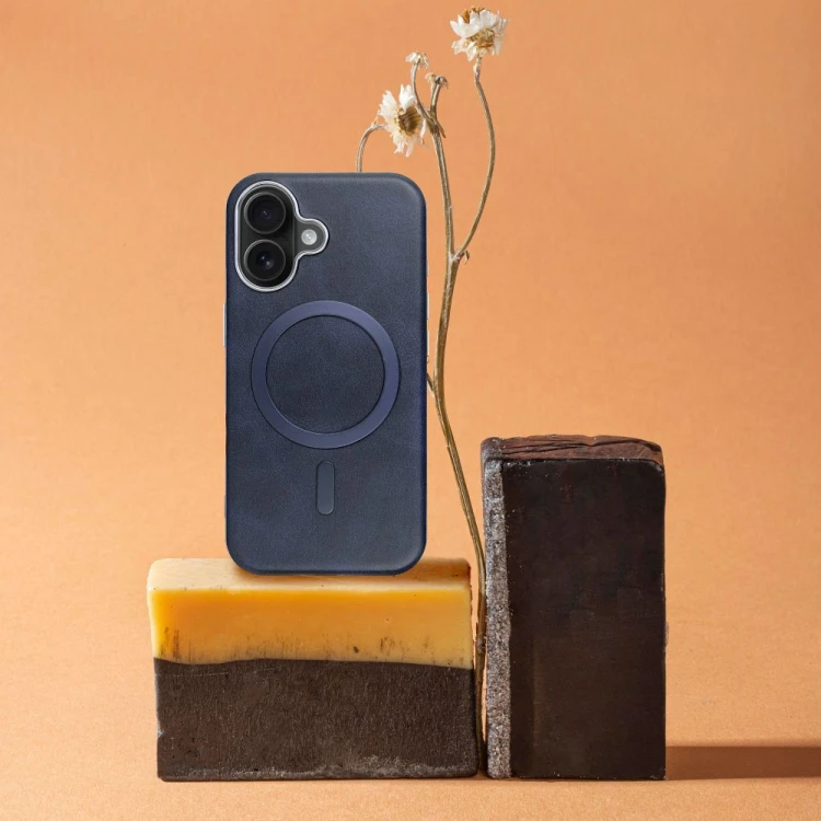 Etui do iPhone 11 Gentleman Mag Cover MagSafe Granatowe Skóra