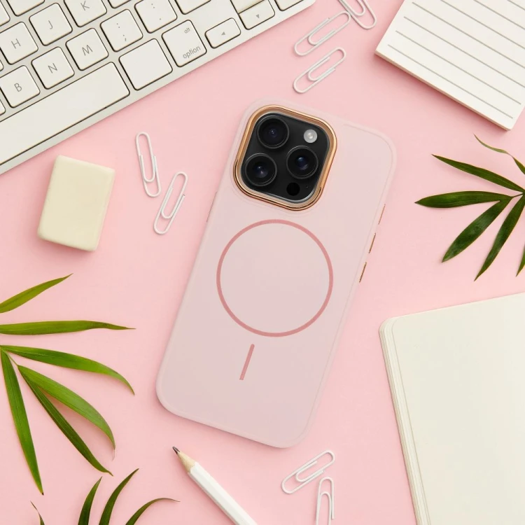 Etui do iPhone 11 Frame Mag Cover MagSafe Pudrowy Róż Matowe