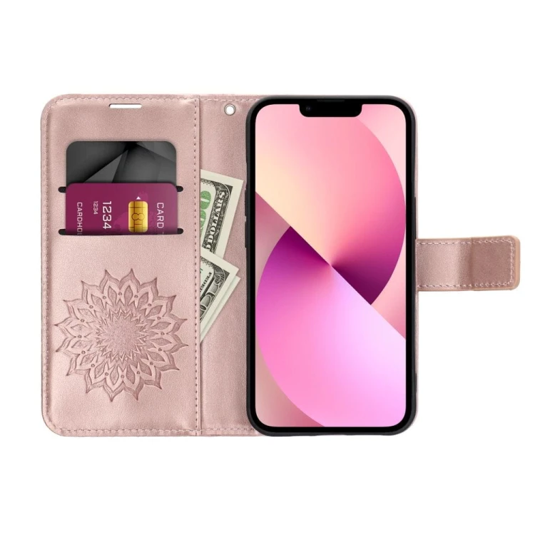 Etui z klapką do iPhone 11 Mezzo Book Mandala Złoto-Różowe