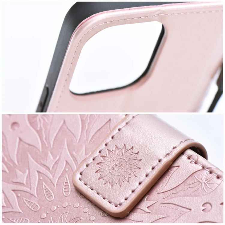 Etui z klapką do iPhone 11 Mezzo Book Mandala Złoto-Różowe