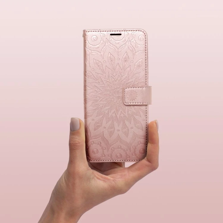 Etui z klapką do iPhone 11 Mezzo Book Mandala Złoto-Różowe