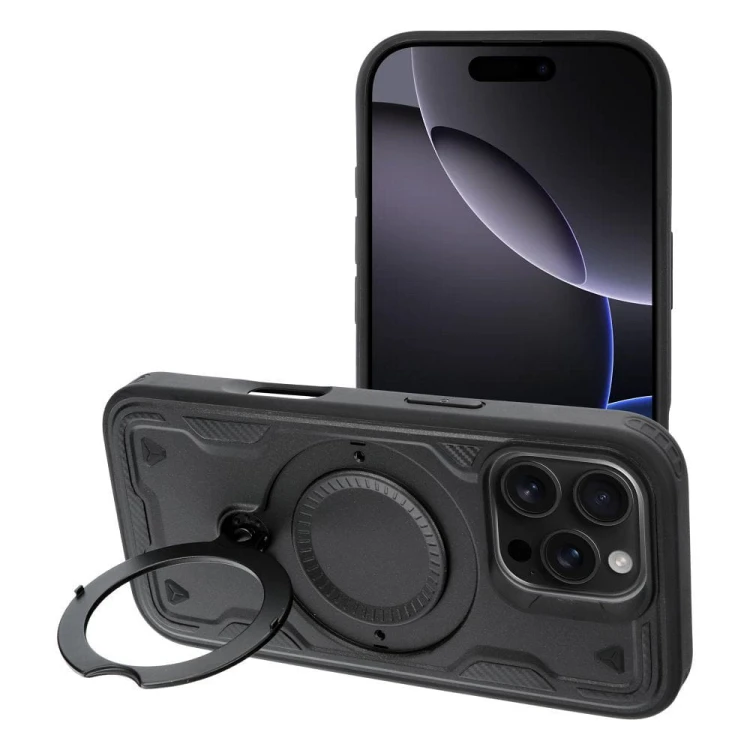 Etui do iPhone 11 / XR Frost Armor Pancerne z Podstawką Czarne