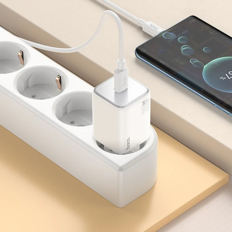 Kompaktowa ładowarka sieciowa Hoco N40 USB-C Power Delivery 20W – biała