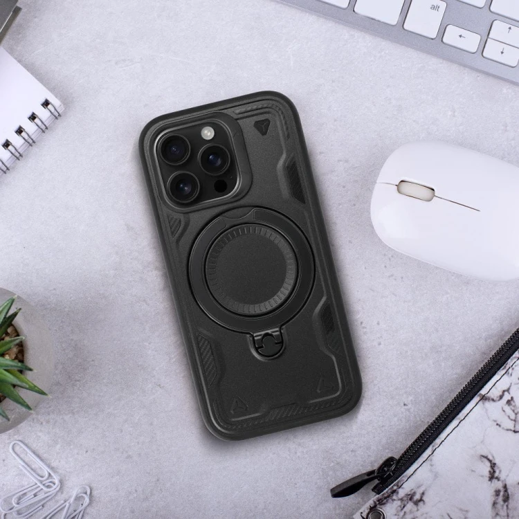 Etui do iPhone 11 / XR Frost Armor Pancerne z Podstawką Czarne