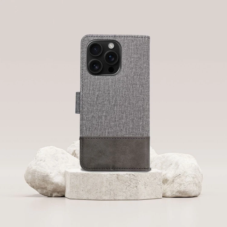 Etui z klapką do iPhone 11 Gomma Book Szare TPU Magnes