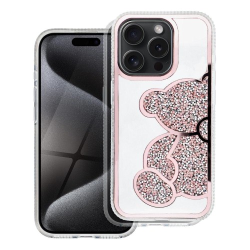 Etui do iPhone 11 Teddy Bear Różowe Brokatowe z Misiem