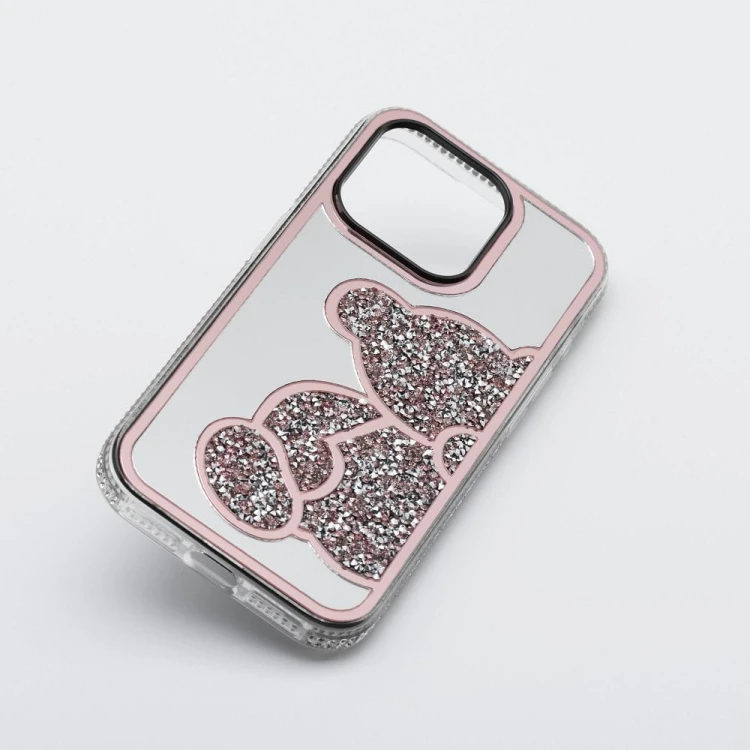 Etui do iPhone 11 Teddy Bear Różowe Brokatowe z Misiem