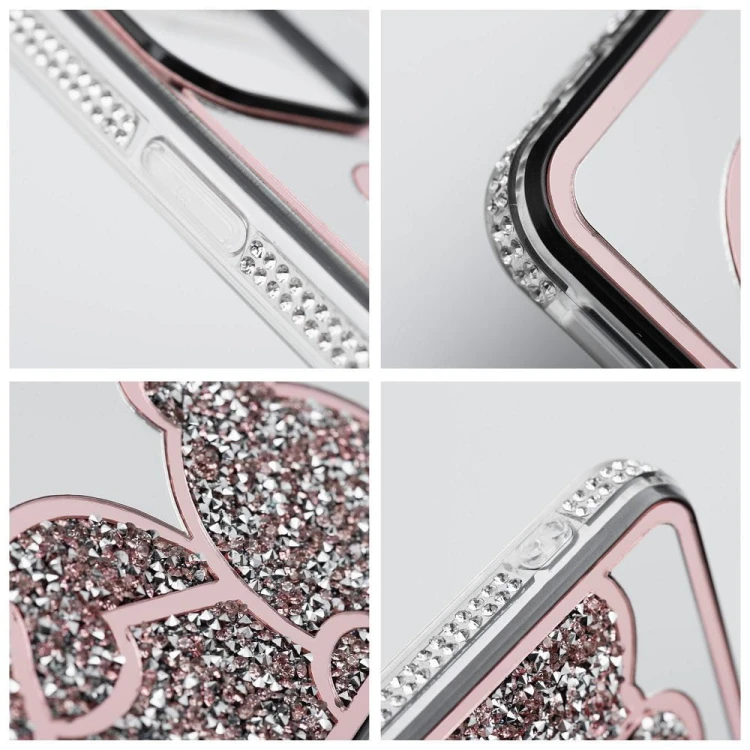 Etui do iPhone 11 Teddy Bear Różowe Brokatowe z Misiem